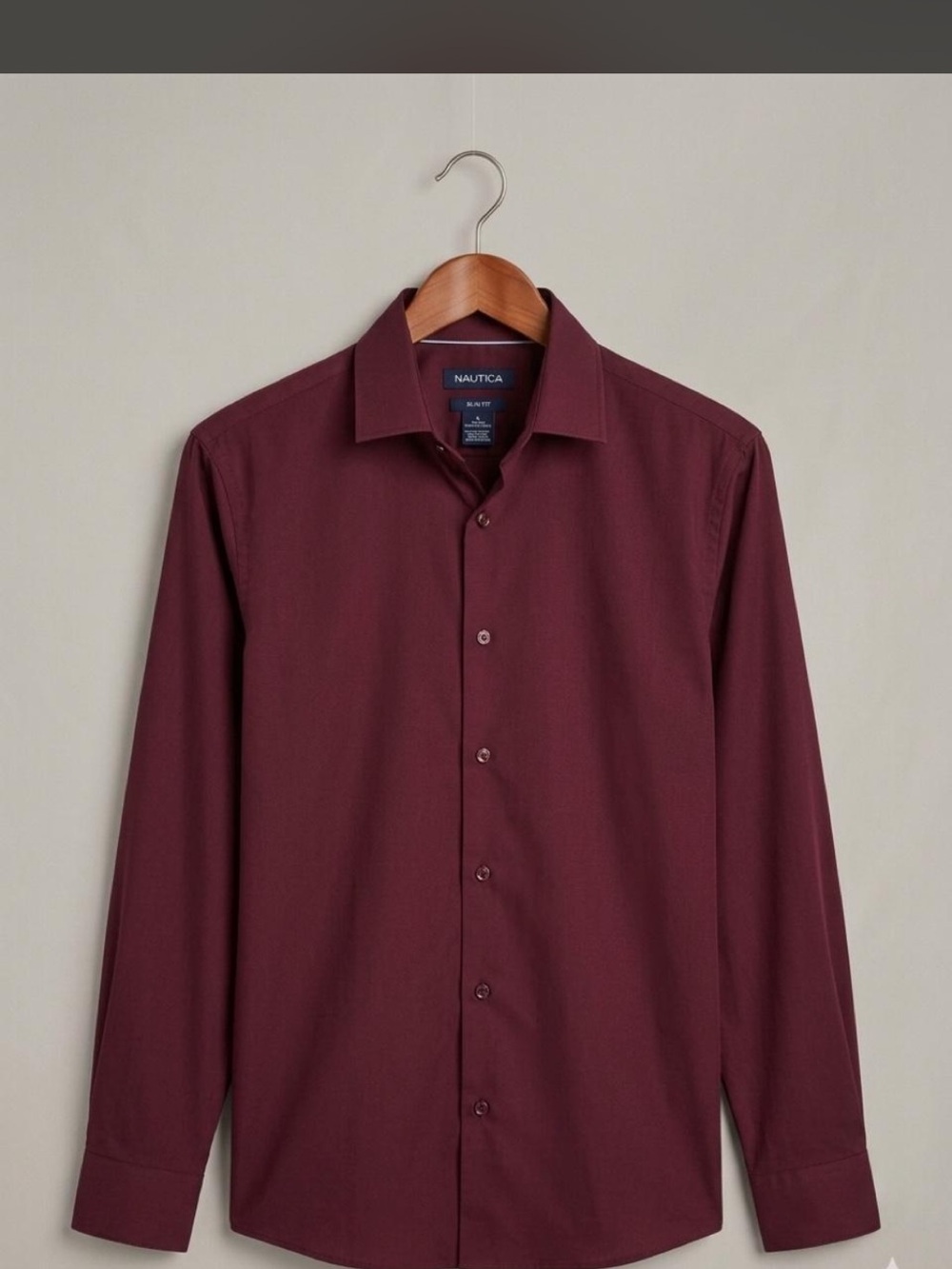 Nautica Men’s Long-Sleeve Dress Shirt - Maroon